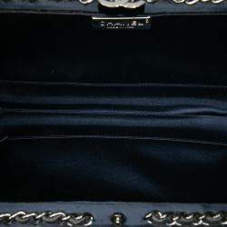 Pre Owned Chanel Blue Quilted Satin Chain Around Clutch