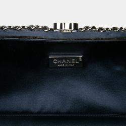 Pre Owned Chanel Blue Quilted Satin Chain Around Clutch