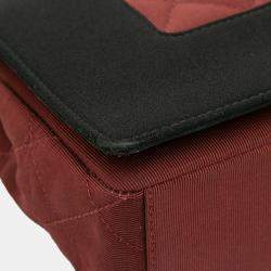 Pre Owned Chanel Black Red Small Bicolor Quilted Grosgrain Satin Small Mademoiselle Double Flap
