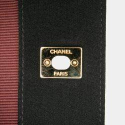 Pre Owned Chanel Black Red Small Bicolor Quilted Grosgrain Satin Small Mademoiselle Double Flap