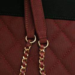 Pre Owned Chanel Black Red Small Bicolor Quilted Grosgrain Satin Small Mademoiselle Double Flap