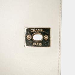 Pre Owned Chanel White Medium Stitched Calfskin Covered CC Flap