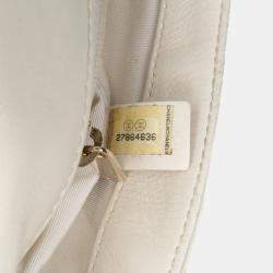 Pre Owned Chanel White Medium Stitched Calfskin Covered CC Flap