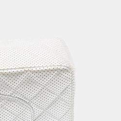Pre Owned Chanel Silver Medium Classic Perforated Lambskin Double Flap