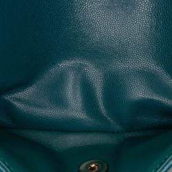 Pre Owned Chanel Classic Small Blue Tone Chevron Caviar Leather Double Flap Bag