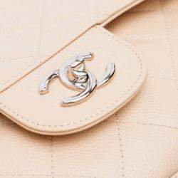 Pre Owned Chanel Classic Jumbo Caviar Leather Double Flap Bag
