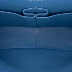 Pre Owned Chanel Classic Double Flap Jumbo Blue Caviar Shoulder Bag
