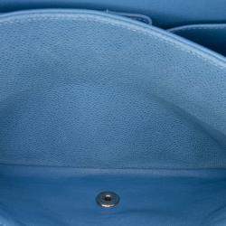 Pre Owned Chanel Classic Double Flap Jumbo Blue Caviar Shoulder Bag