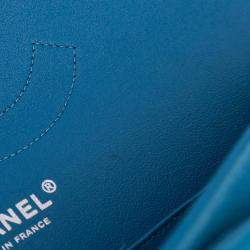Pre Owned Chanel Classic Double Flap Jumbo Blue Caviar Shoulder Bag