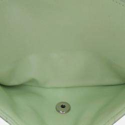 Pre Owned Chanel Classic Double Flap Small Green Chevron Lambskin Shoulder Bag