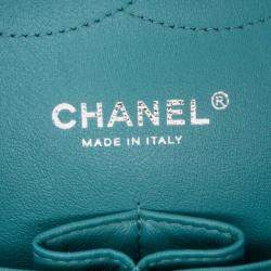 Pre Owned Chanel Classic Double Flap Jumbo Blue Lambskin Shoulder Bag