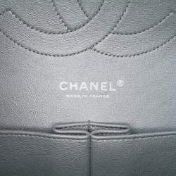 Pre Owned Chanel Classic Double Flap Jumbo Silver Lambskin Shoulder Bag
