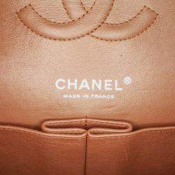 Pre Owned Chanel Classic Double Flap Medium Brown Metallic Caviar Shoulder Bag