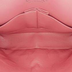 Pre Owned Chanel Classic Double Flap Medium Pink Lambskin Shoulder Bag