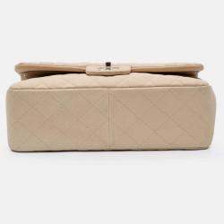 Pre Owned Chanel Classic Double Flap Jumbo Caviar Shoulder Bag
