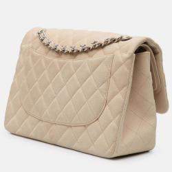 Pre Owned Chanel Classic Double Flap Jumbo Caviar Shoulder Bag