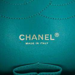 Pre Owned Chanel Classic Double Flap Jumbo Blue Lambskin Shoulder Bag