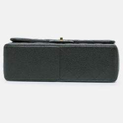 Pre Owned Chanel Classic Double Flap Jumbo Gray Caviar Shoulder Bag