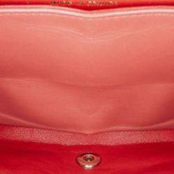 Pre Owned Chanel Classic Double Flap Medium Orange Chevron Lambskin Shoulder Bag