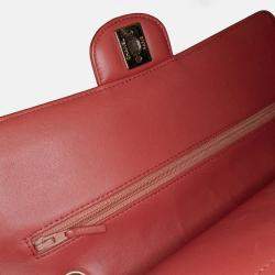 Pre Owned Chanel Classic Double Flap Medium Orange Chevron Lambskin Shoulder Bag