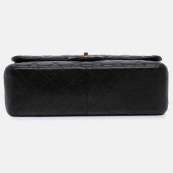 Pre Owned Chanel Classic Double Flap Jumbo Black Lambskin Shoulder Bag