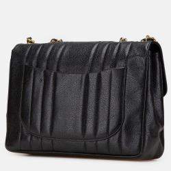 Pre Owned Chanel Mademoiselle Flap Jumbo XL Black Caviar Shoulder Bag