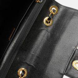 Pre Owned Chanel Mademoiselle Flap Jumbo XL Black Caviar Shoulder Bag