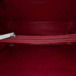 Pre Owned Chanel Black White Small Caviar Striped CC Filigree Vanity Case