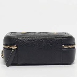 Pre Owned Chanel Black Quilted Caviar Leather CC Filigree Vanity Bag