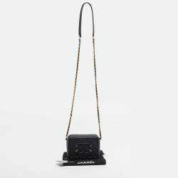 Pre Owned Chanel Black Quilted Caviar Leather CC Filigree Vanity Bag
