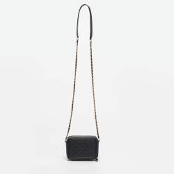 Pre Owned Chanel Black Quilted Caviar Leather CC Filigree Vanity Bag