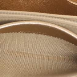 Pre Owned Chanel Gold Chevron Leather Compact Wallet