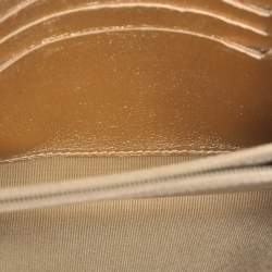 Pre Owned Chanel Gold Chevron Leather Compact Wallet