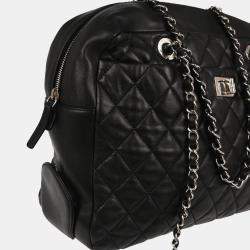 Pre Owned Chanel Mademoiselle Lock Black Lambskin Shoulder Bag