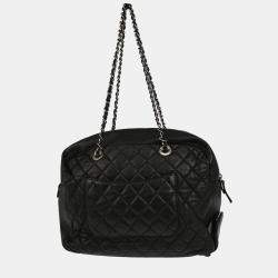 Pre Owned Chanel Mademoiselle Lock Black Lambskin Shoulder Bag
