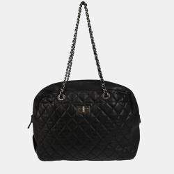 Pre Owned Chanel Mademoiselle Lock Black Lambskin Shoulder Bag