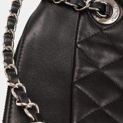Pre Owned Chanel Mademoiselle Lock Black Lambskin Shoulder Bag
