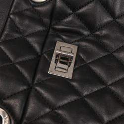 Pre Owned Chanel Mademoiselle Lock Black Lambskin Shoulder Bag