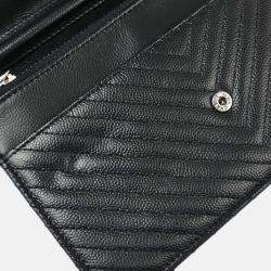 Pre Owned Chanel Chevron Black Caviar Leather Wallet on Chain