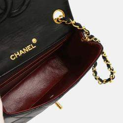Pre Owned Chanel Classic Square Flap Mini Black Lambskin Shoulder Bag