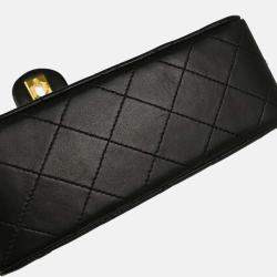 Pre Owned Chanel Classic Square Flap Mini Black Lambskin Shoulder Bag