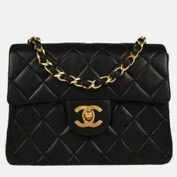 Pre Owned Chanel Classic Square Flap Mini Black Lambskin Shoulder Bag