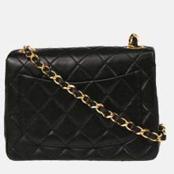 Pre Owned Chanel Classic Square Flap Mini Black Lambskin Shoulder Bag