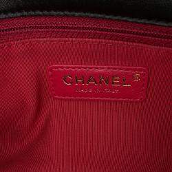 Pre Owned Chanel Black Large Lambskin Twist Chain Enamel CC Flap