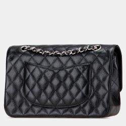 Pre Owned Chanel Black Medium Classic Caviar Double Flap