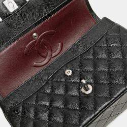 Pre Owned Chanel Black Medium Classic Caviar Double Flap