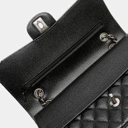 Pre Owned Chanel Black Medium Classic Caviar Double Flap