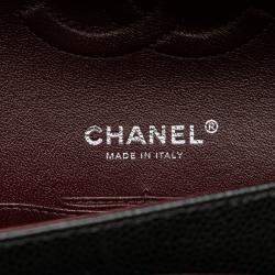 Pre Owned Chanel Black Medium Classic Caviar Double Flap
