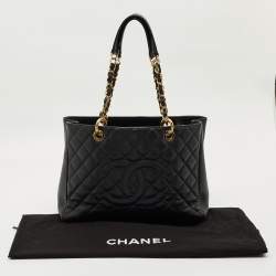 Pre Owned Chanel Black Quilted Caviar Leather GST Grand Shopping Tote