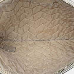 Pre Owned Chanel Silver Medium Metallic Chevron Calfskin O Case Clutch